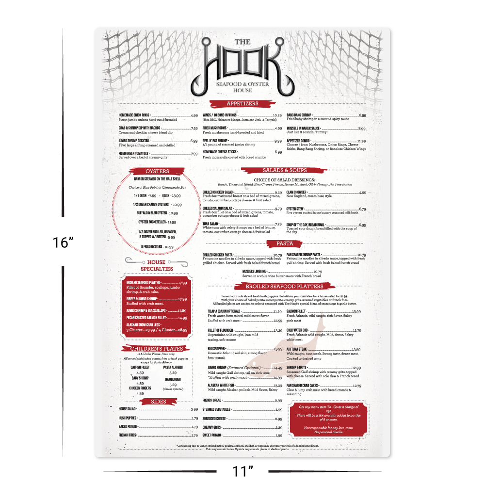 Custom Menu/Signage - 11" x 16" Shape