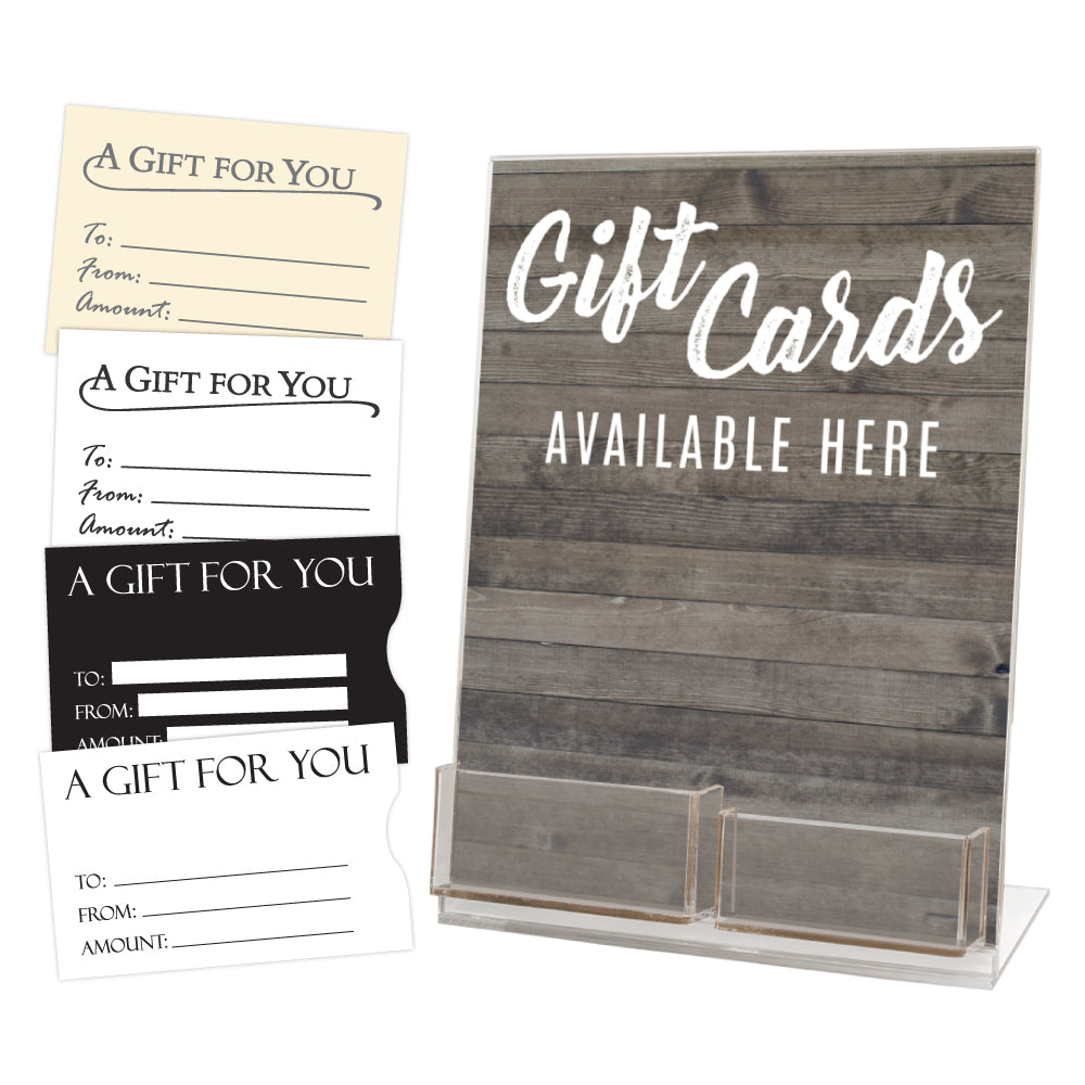 Gift Card Accessory Bundle - Sleeves or Envelopes + Display Stand w/ Insert